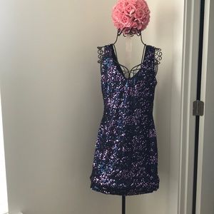 Blue and purple sequin dress